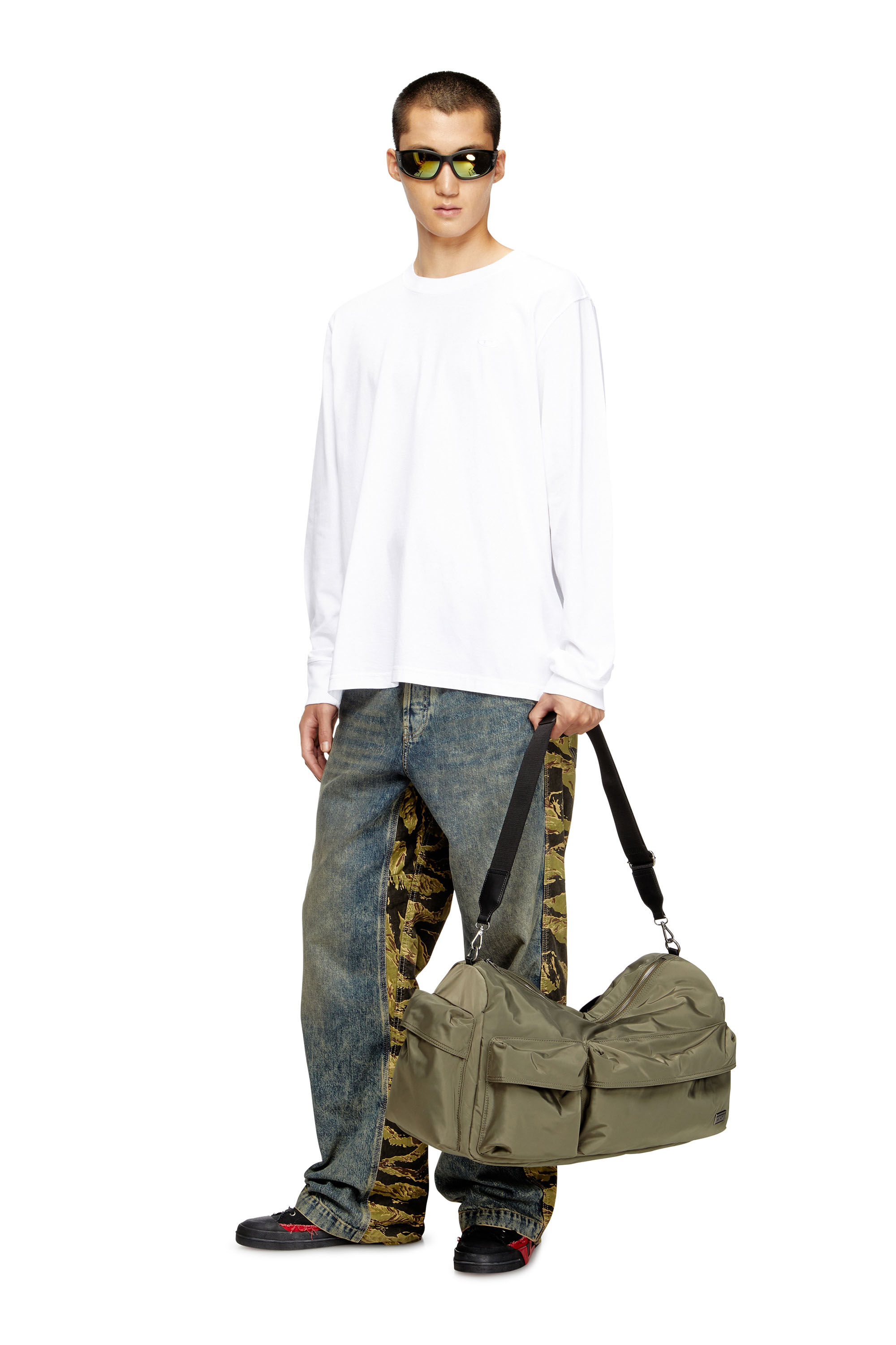 Diesel - MULTI-PKTS DUFFLE X, Unisex's Multi-Pkts-Multipocket duffle bag in utilitarian shell in Military Green - 5