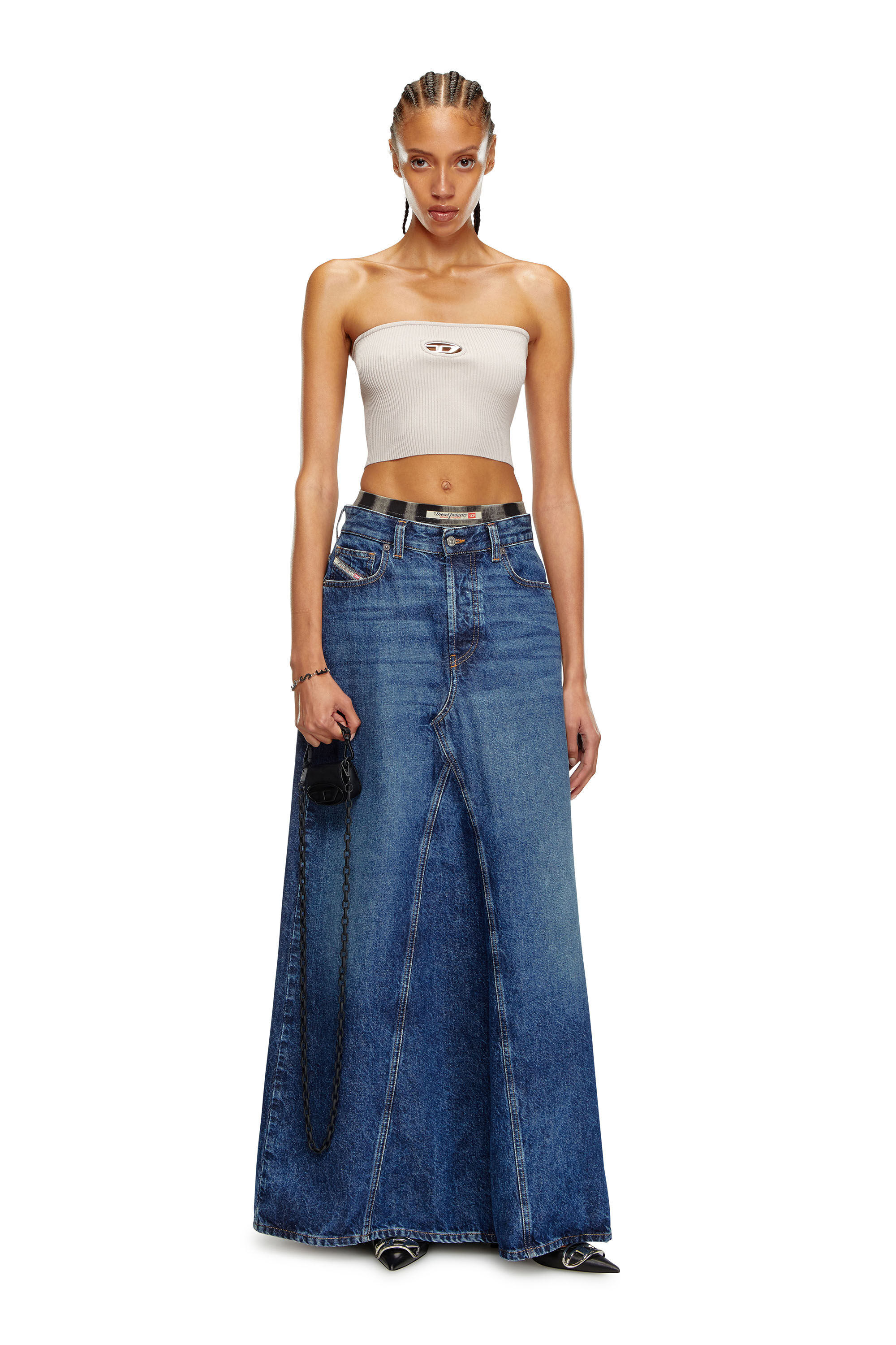 Diesel - M-CLARKSVILLEX, Woman's Tube top with logo plaque in Grey - 1
