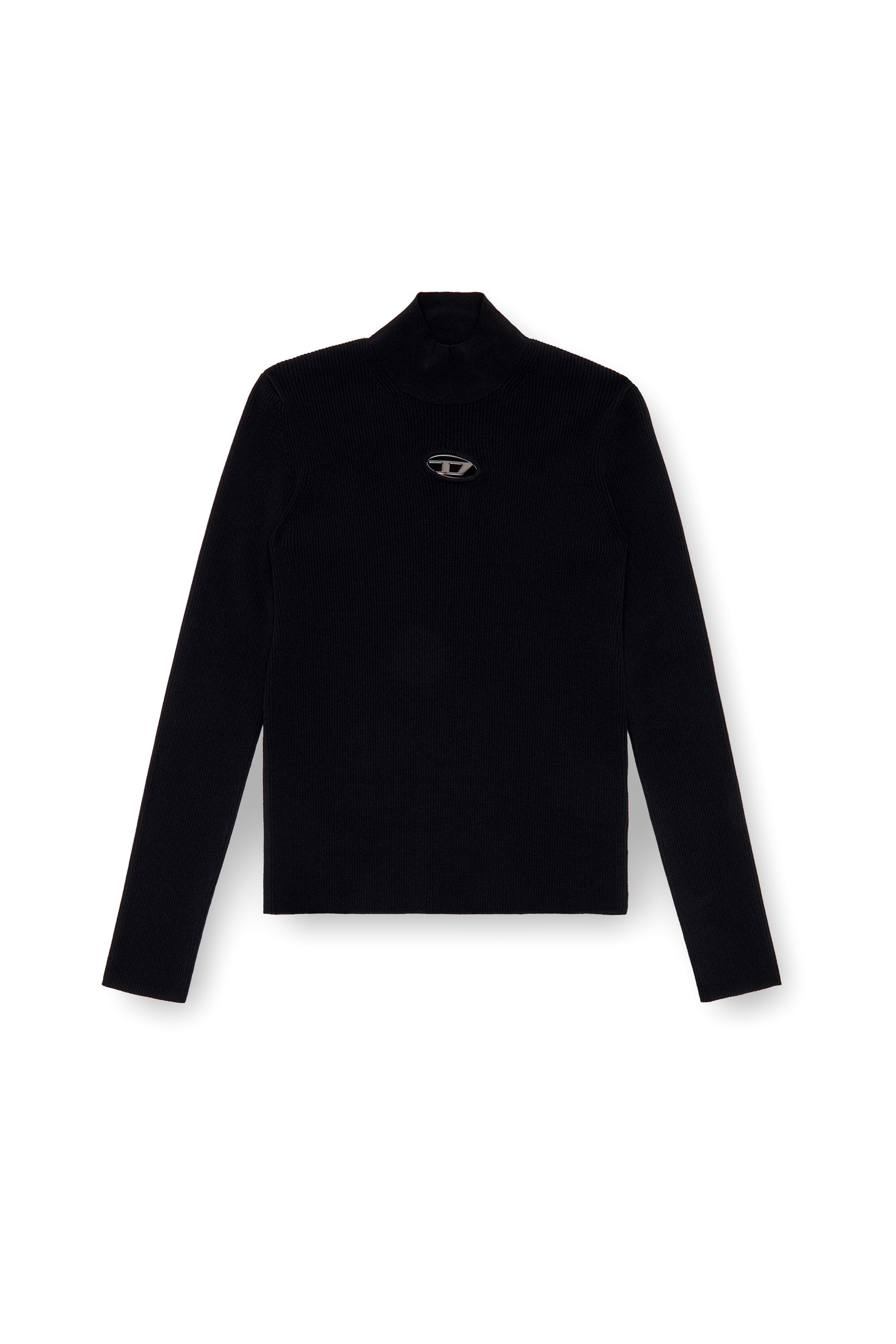 Diesel - K-ZACKARY, Man's Mock-neck jumper with Oval D in Black - 2