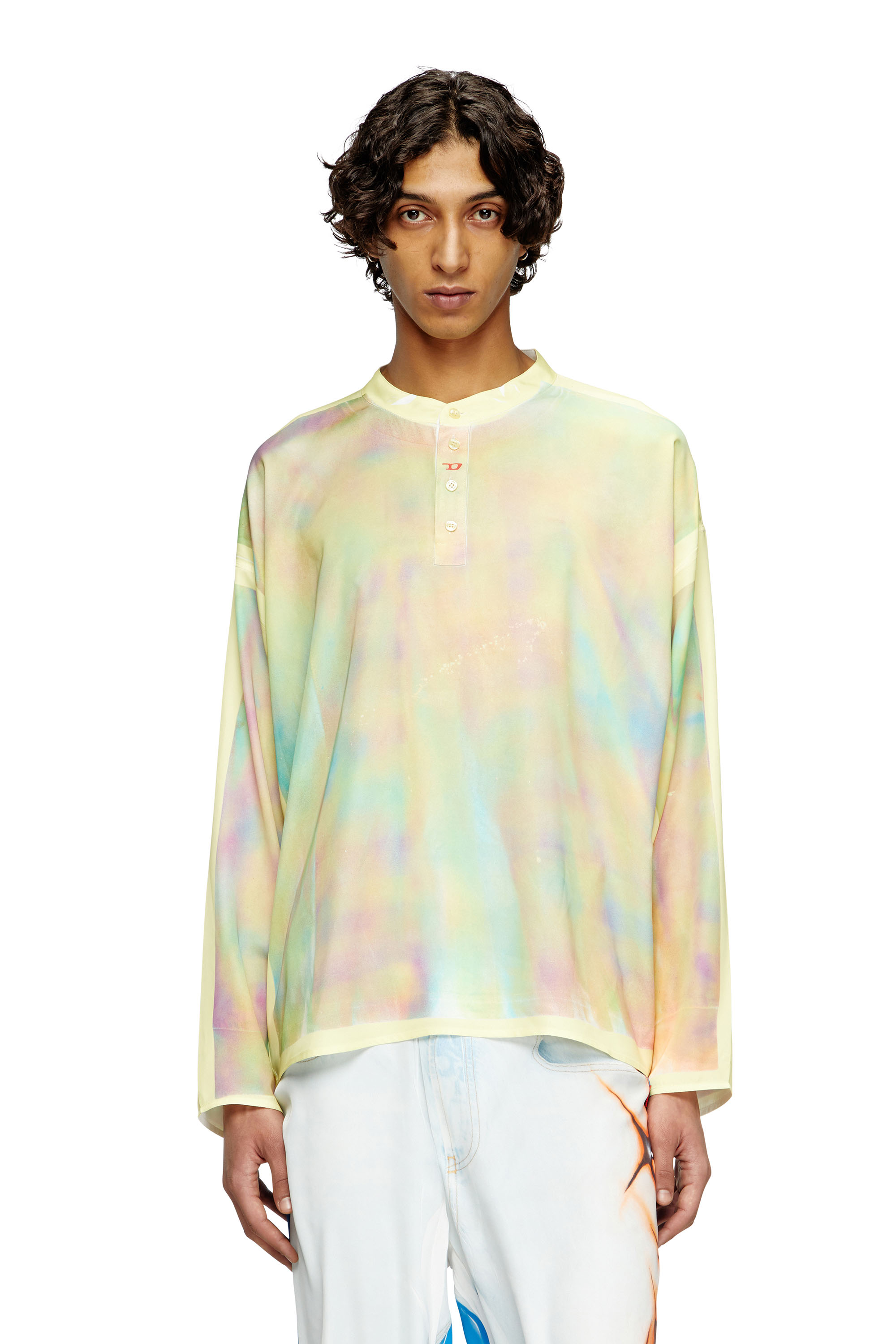 Diesel - T-OLAVI-A-SER-GRAFFITI-CHI, Unisex's Henley top with graffiti print in Yellow - 2