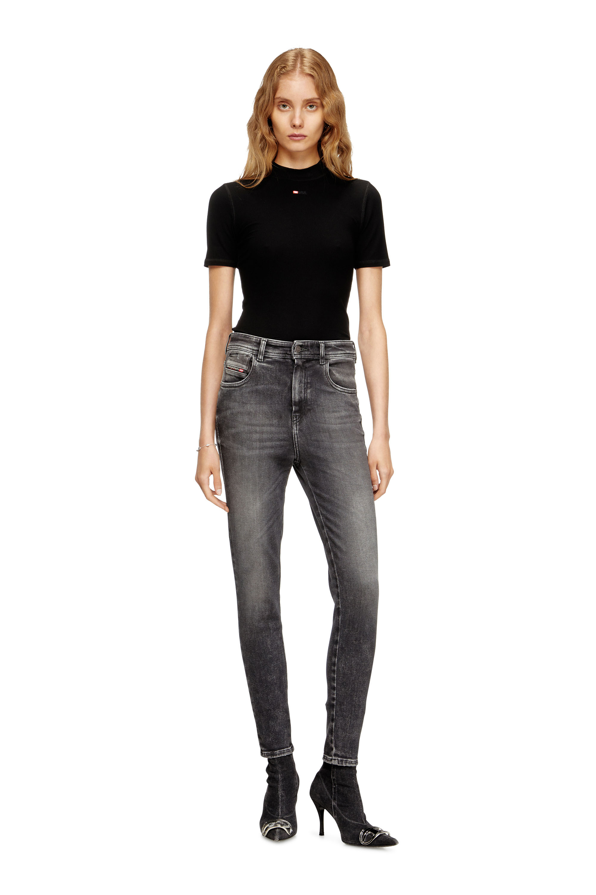 Diesel - Woman's Skinny Jeans 1984 Slandy-High 09L93, Black/Dark grey - 2