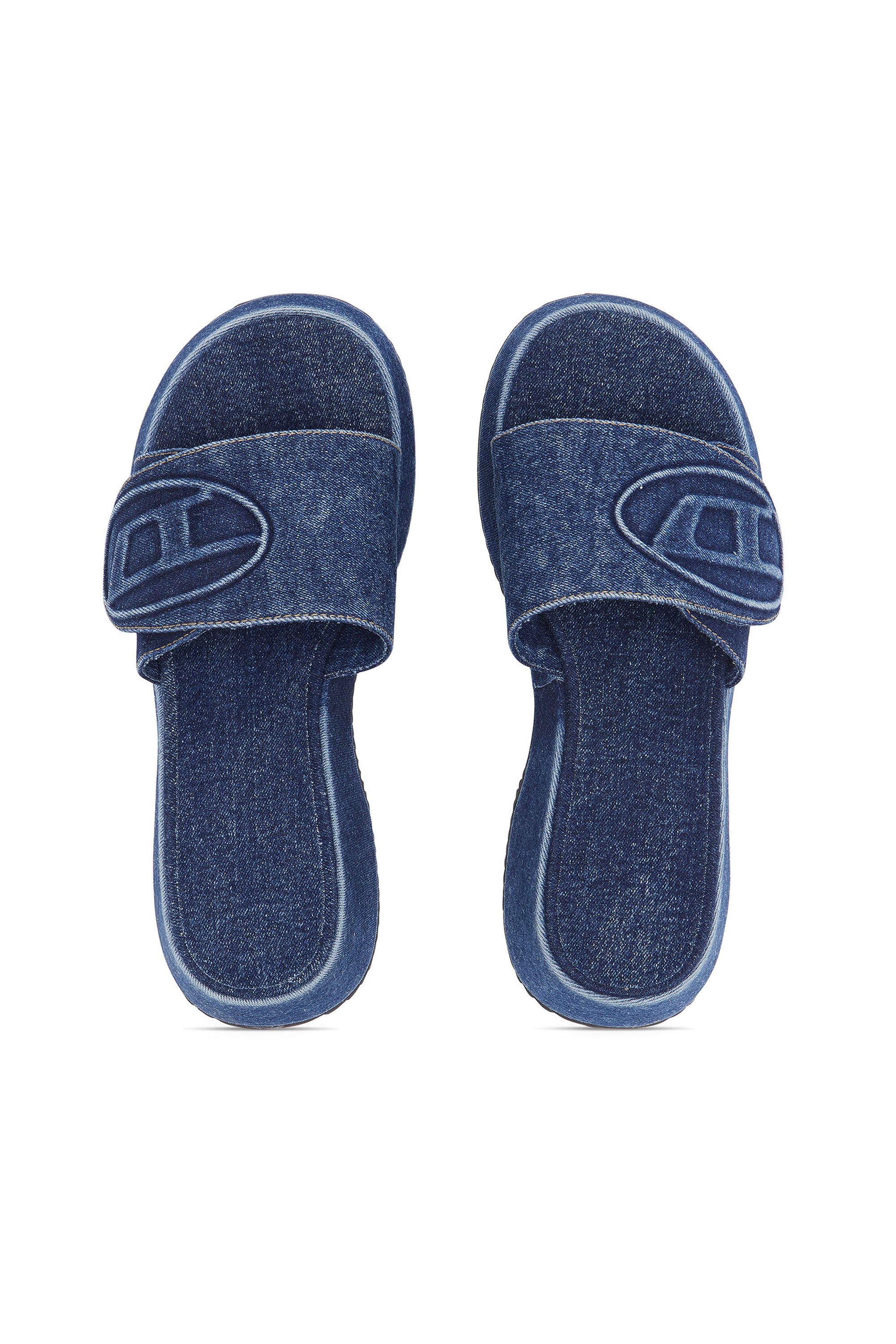 Diesel - SA-OVAL D PF W, Woman's Sa-Oval D-Denim slide sandals with Oval D strap in Blue - 5