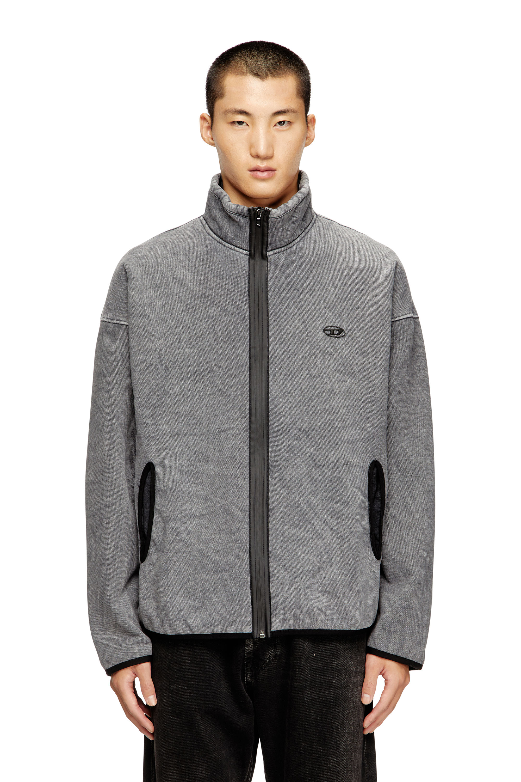 Diesel - S-BATY-NEW, Man's Zip-up sweatshirt with inner lining in Grey - 1