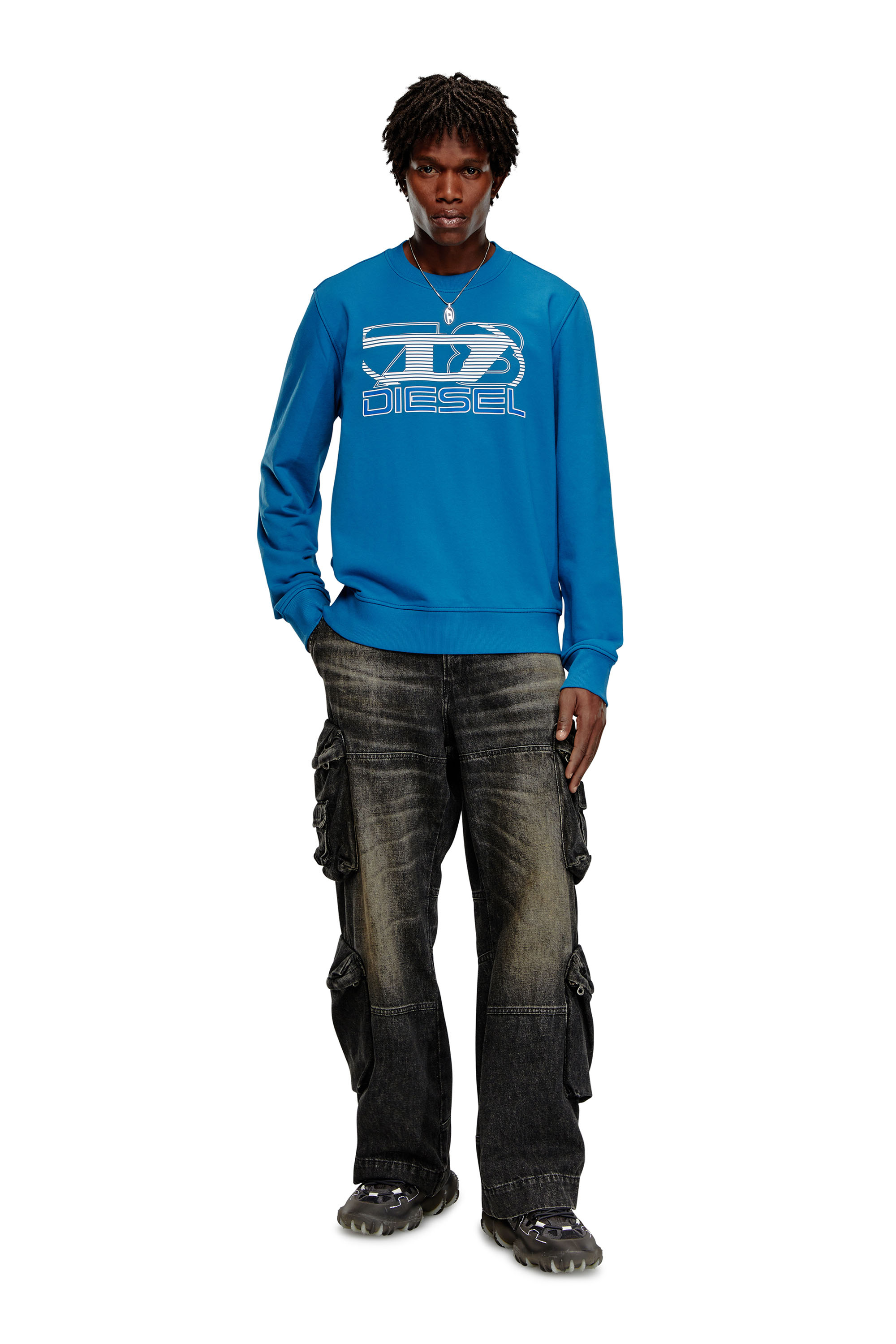 Diesel - S-GINN-K43, Man's Sweatshirt with logo print in Blue - 2
