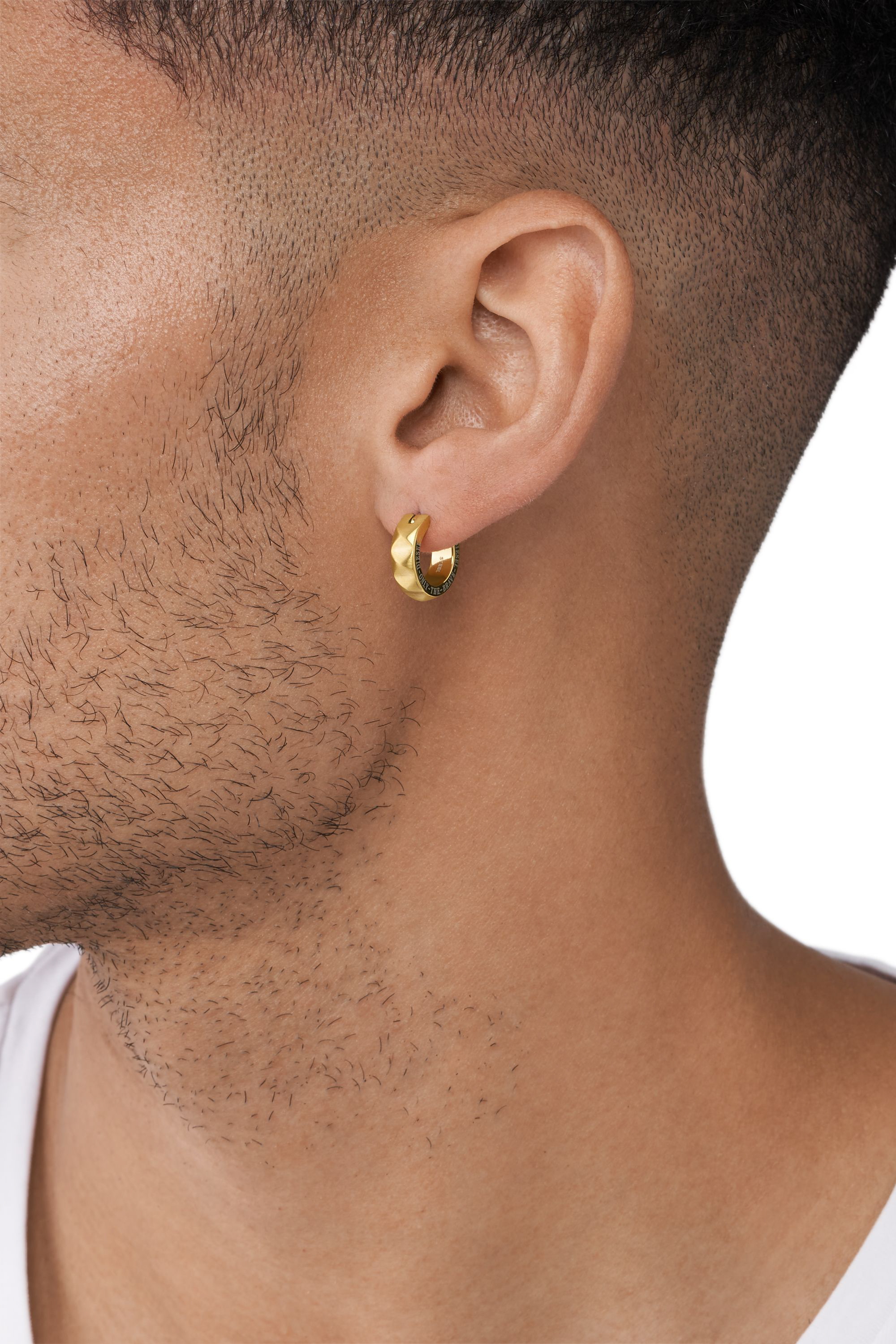 Diesel - DX1417, Unisex's Gold-Tone Stainless Steel single hoop earring in Gold - 3