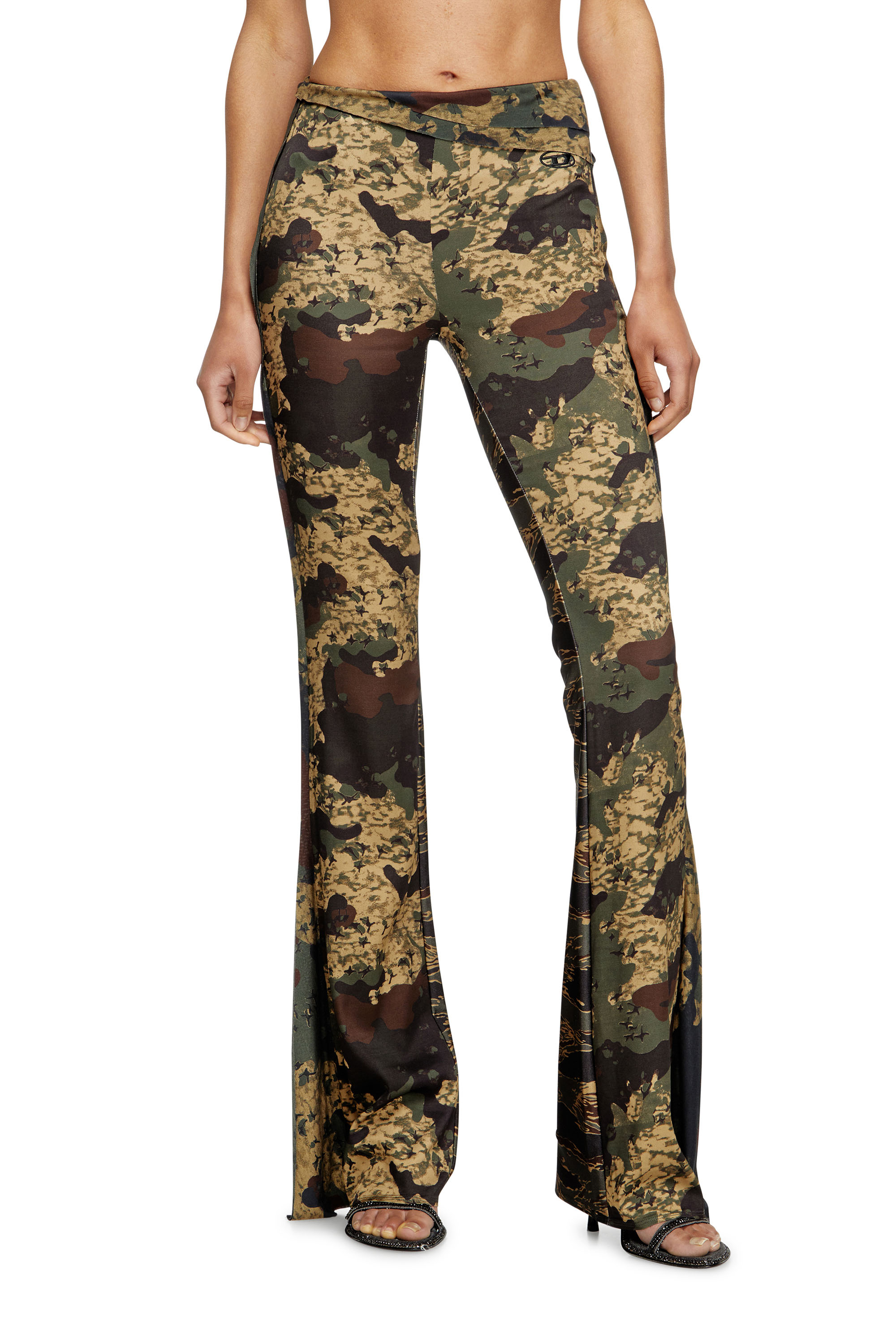 Diesel - P-AFFAL, Woman's Jazz pants with mixed camo prints in Military Green - 2