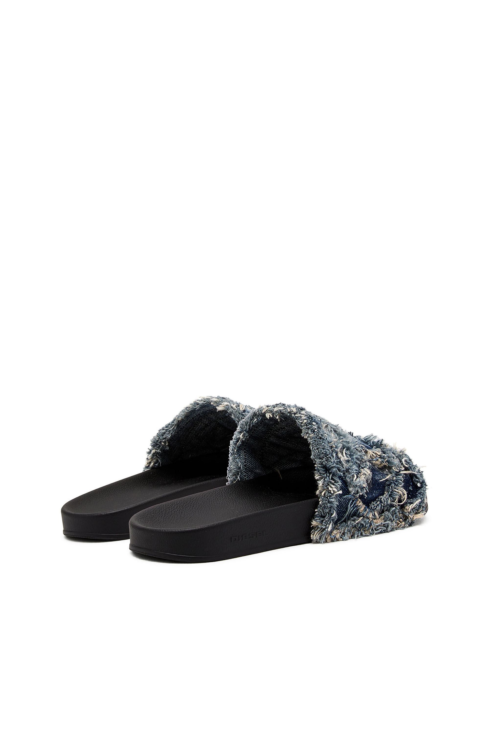 Diesel - SA-SLIDE D DENIM, Woman's Sa-Slide D-Fringed denim slides in Blue - 3