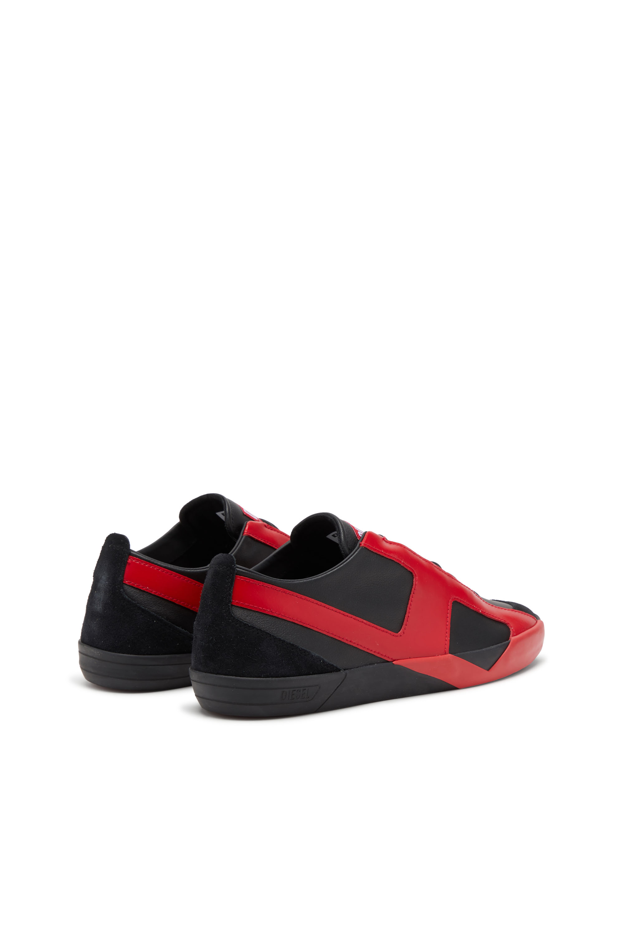 Diesel - S-SLANTE-D LOW, Man's S-Slante-D-Sneakers in suede and leather with D logo in Black/Red - 4
