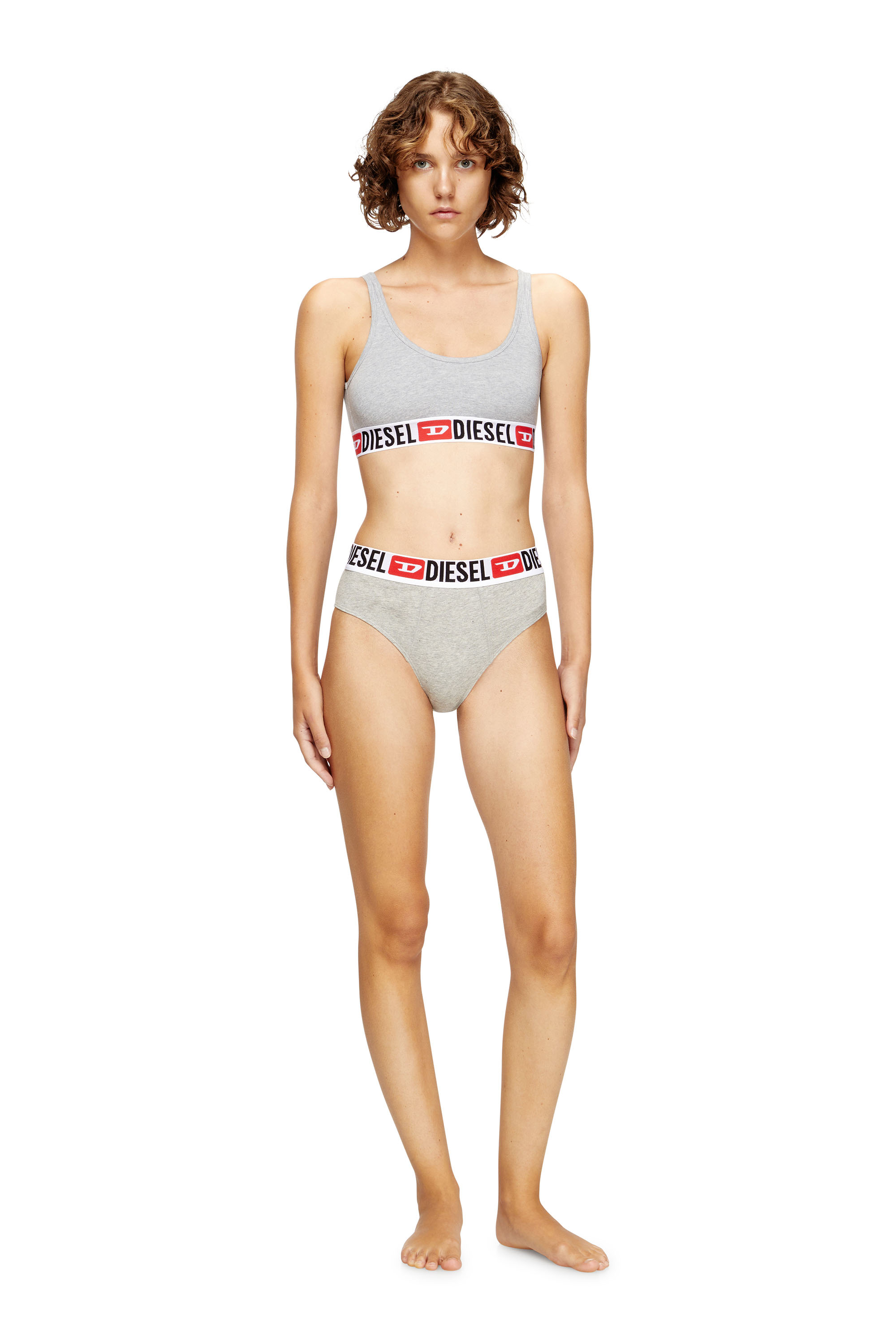 Diesel - UFSB-ORIBA, Woman's Bralette with logo band in Grey - 3