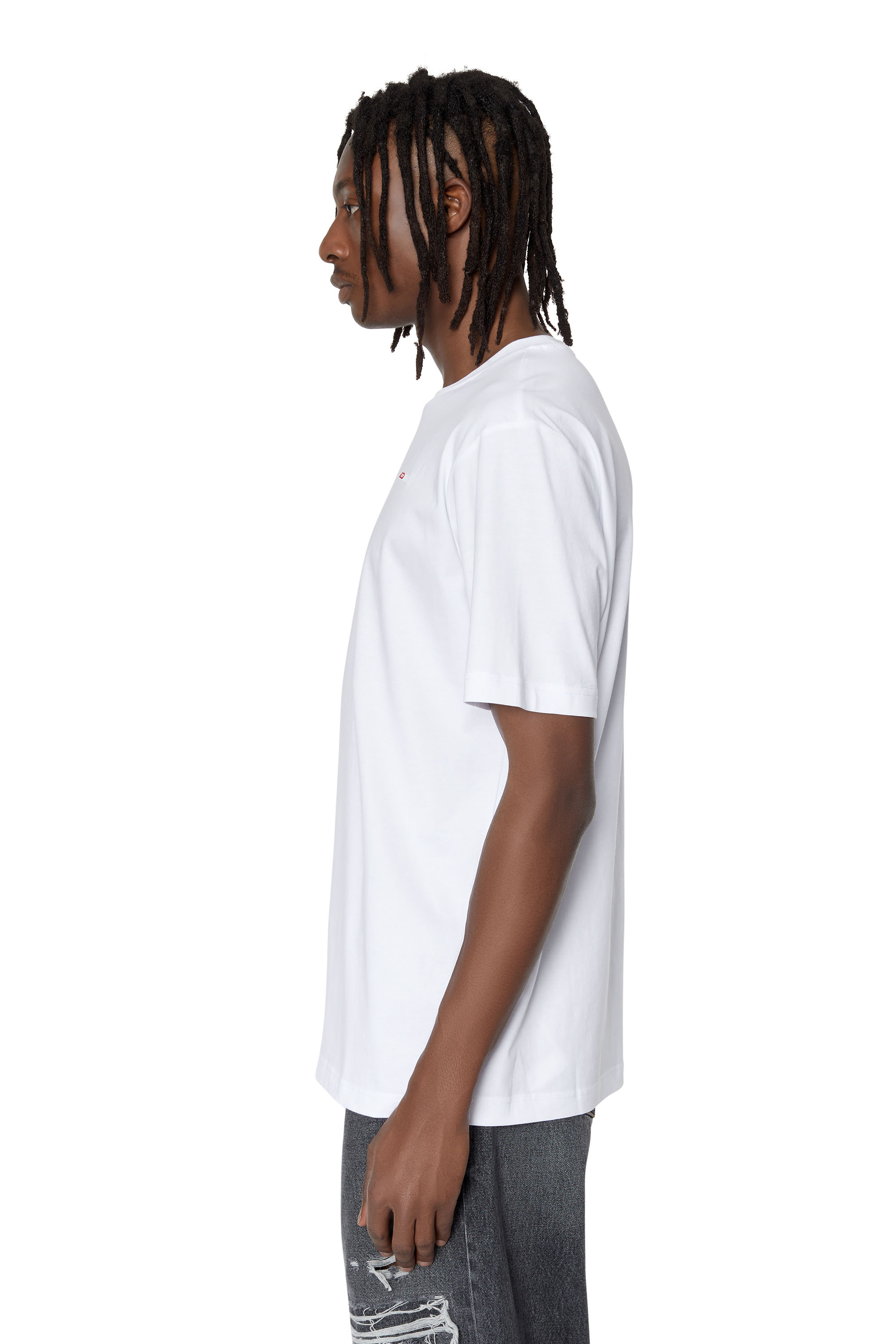 Diesel - T-JUST-MICRODIV, Man's T-shirt with micro-embroidered logo in White - 6