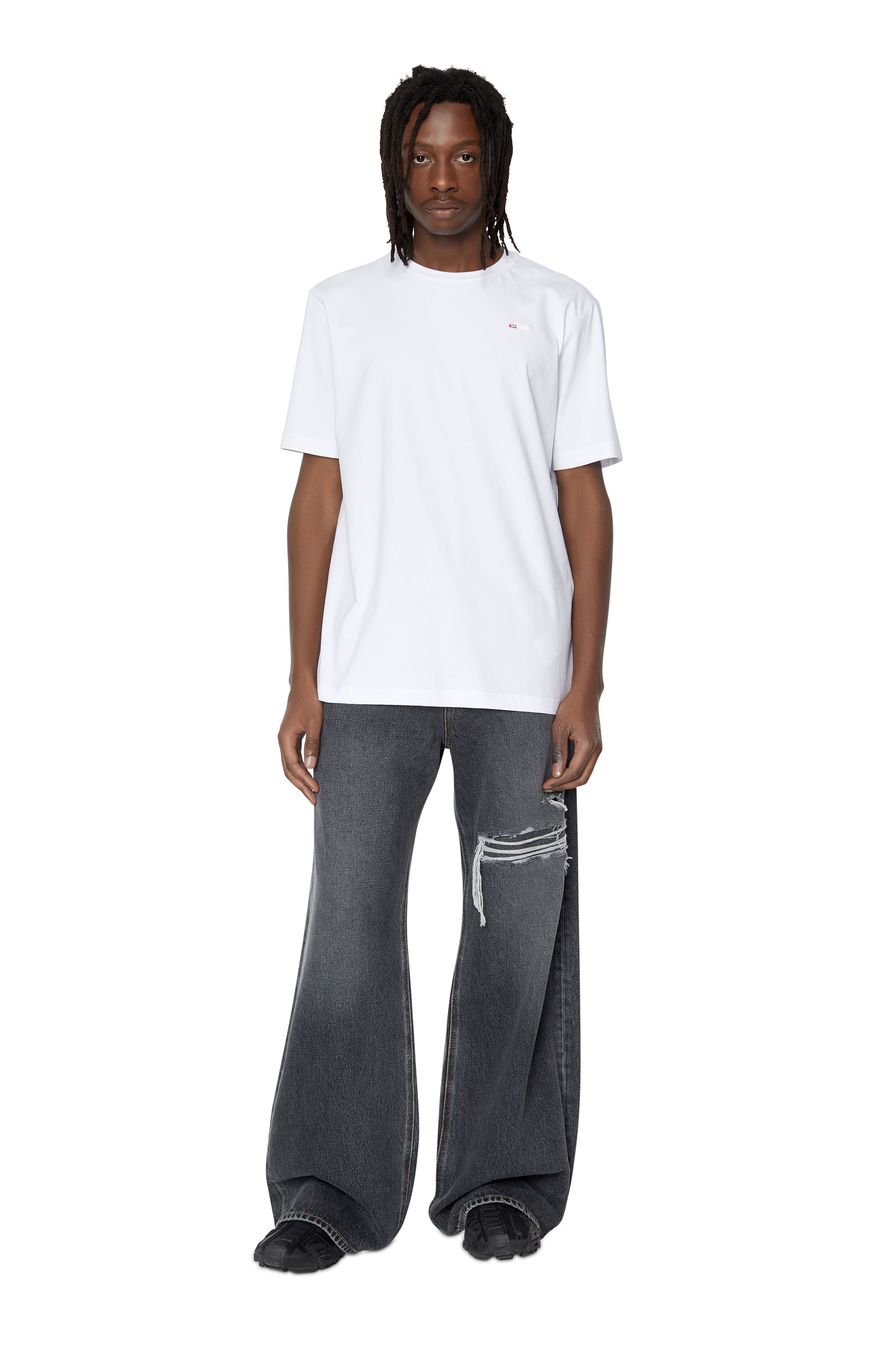 Diesel - T-JUST-MICRODIV, Man's T-shirt with micro-embroidered logo in White - 2