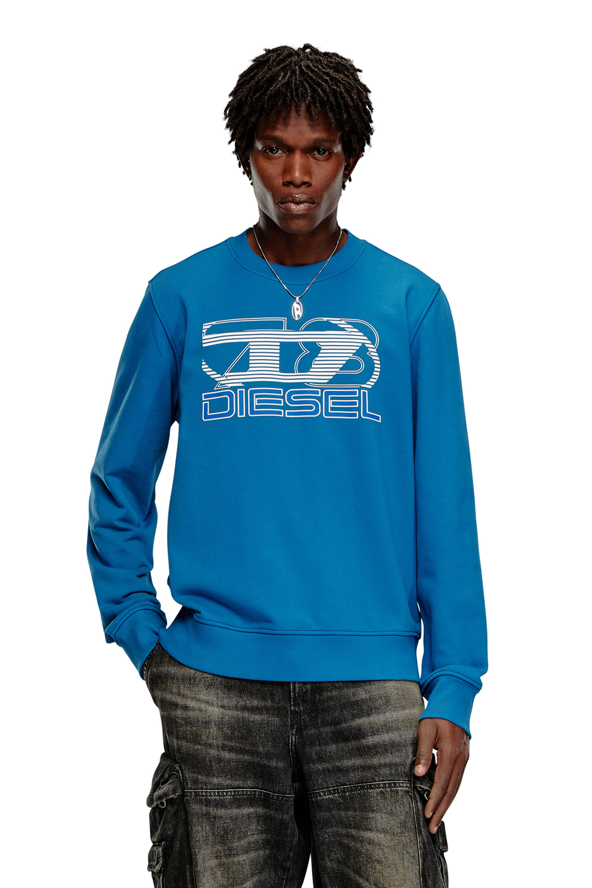 Diesel - S-GINN-K43, Man's Sweatshirt with logo print in Blue - 1