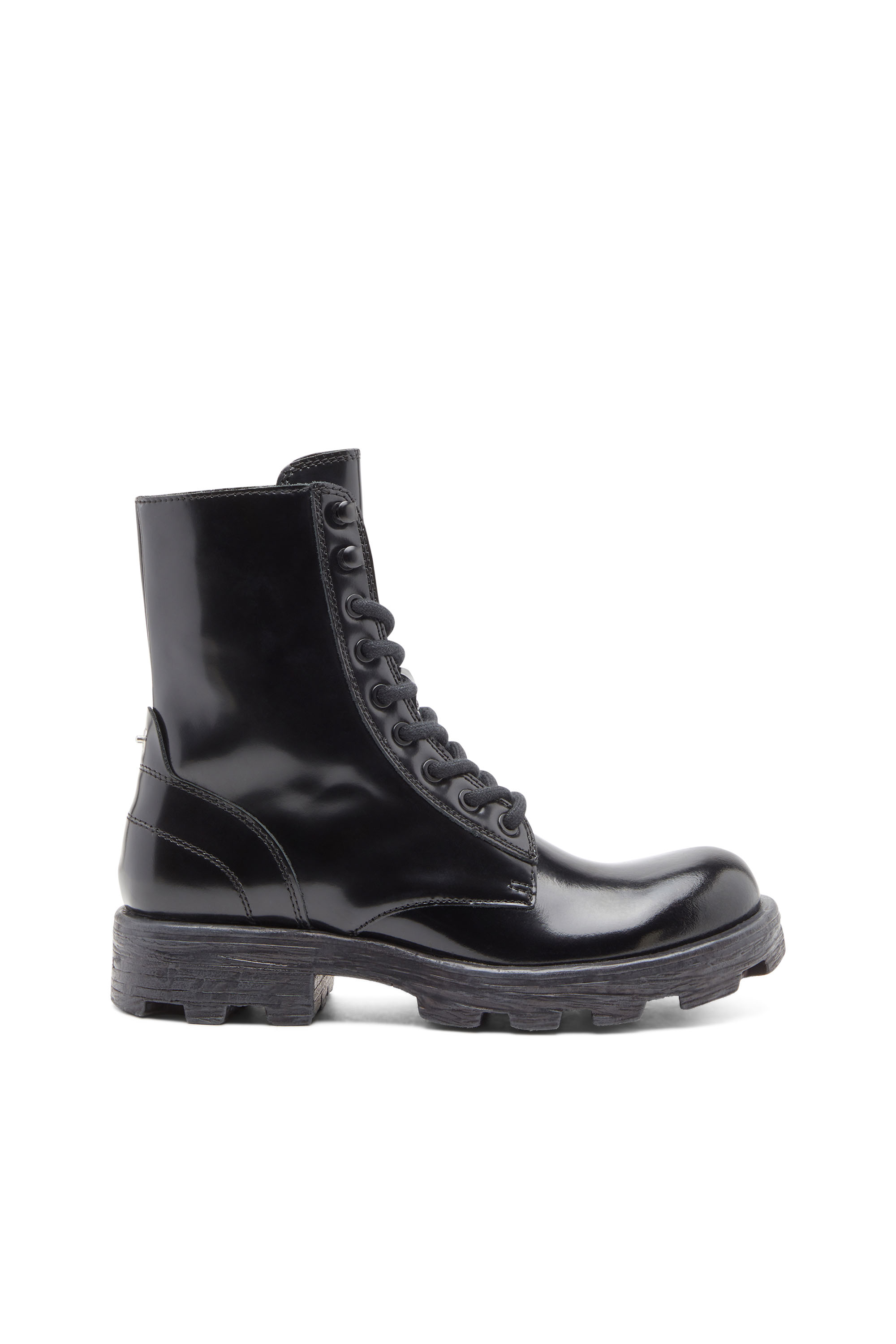 Diesel - D-HAMMER BT W, Woman's D-Hammer-Combat boots in glossed leather in Black - 1