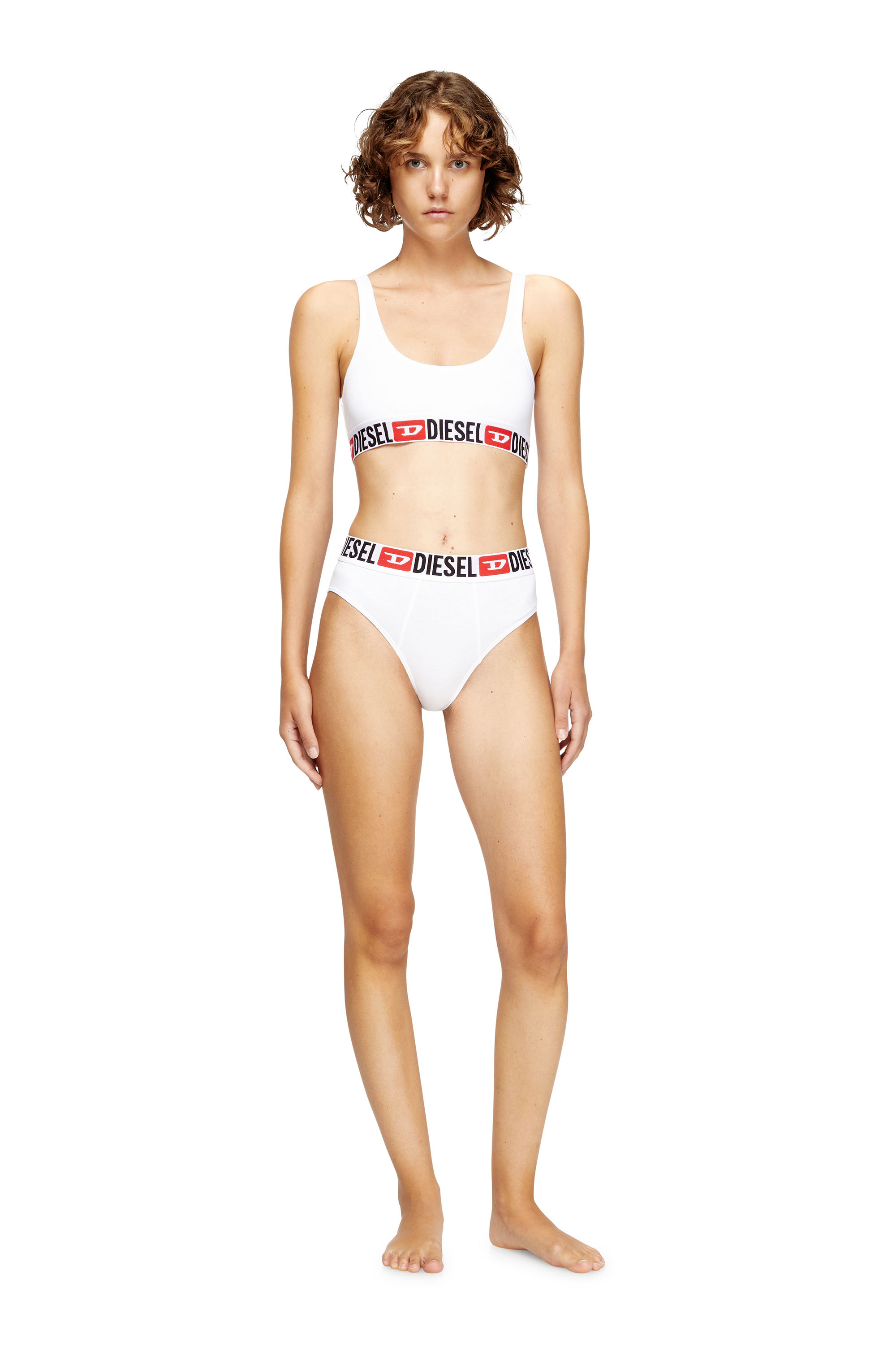 Diesel - UFSB-ORIBA, Woman's Bralette with logo band in White - 3