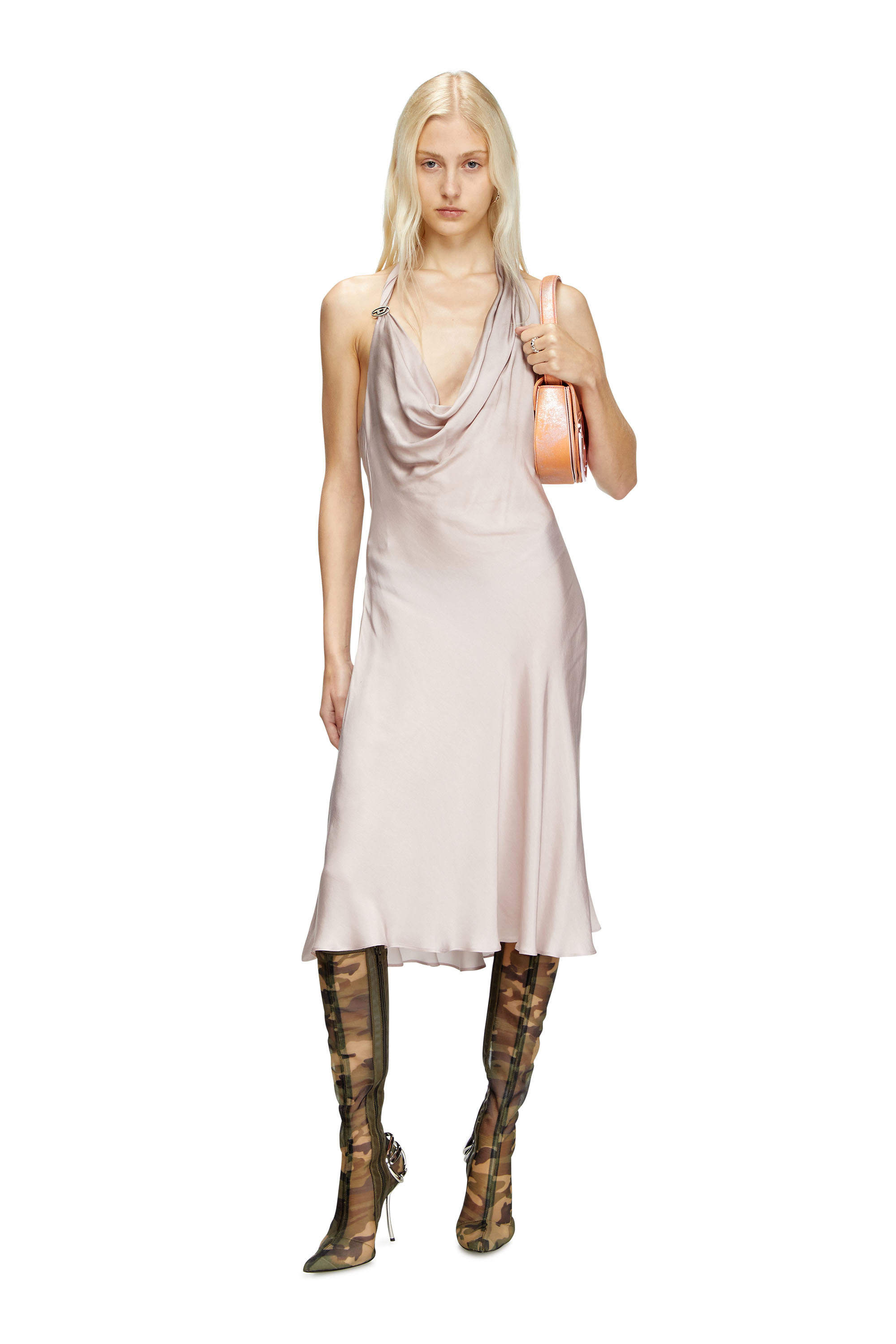 Diesel - D-ESTINY, Woman's Bias cut dress with asymmetrical hem in Lilac - 2