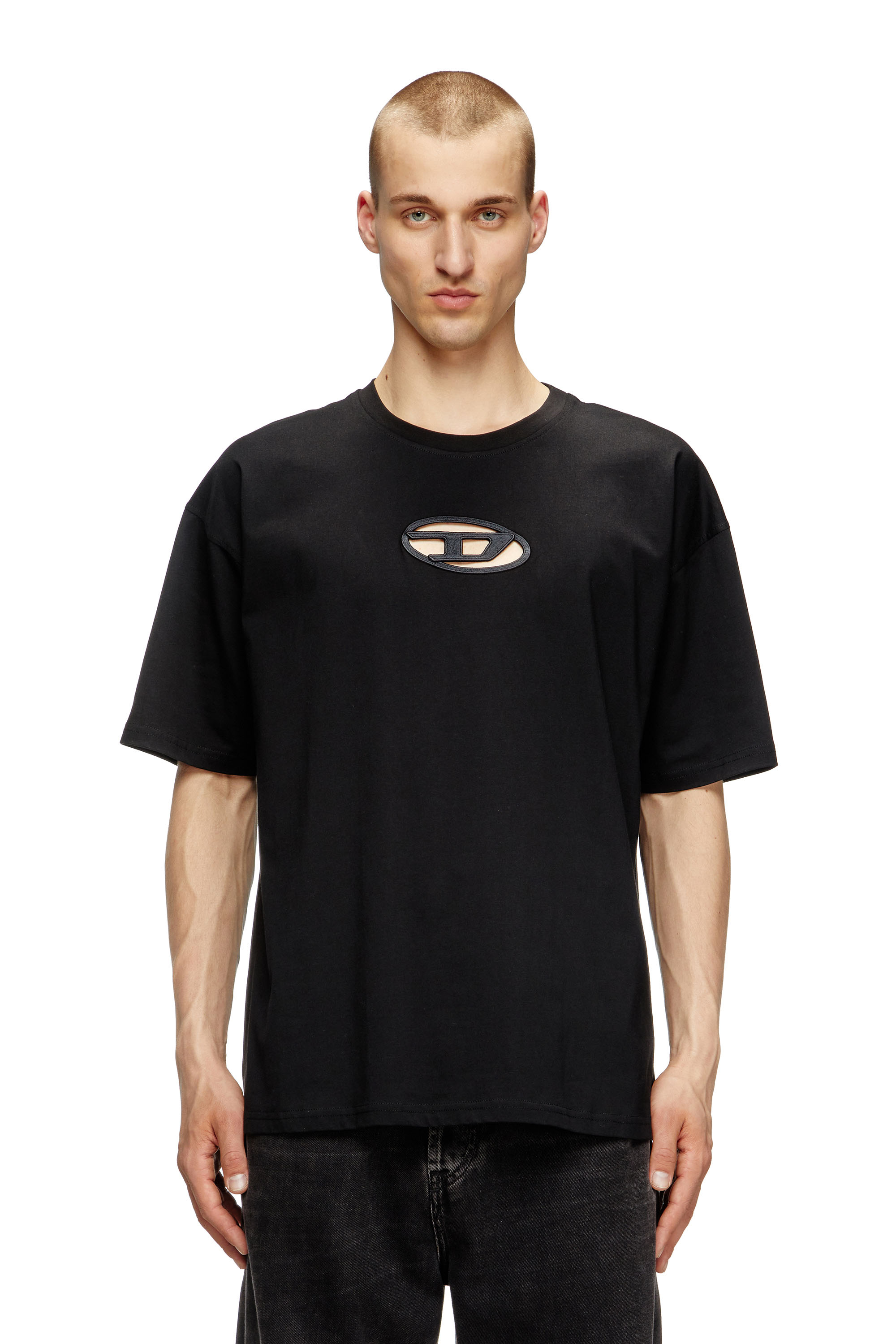 Diesel - T-BOXT-OD, Unisex's T-shirt with embroidered Oval D in Black - 2