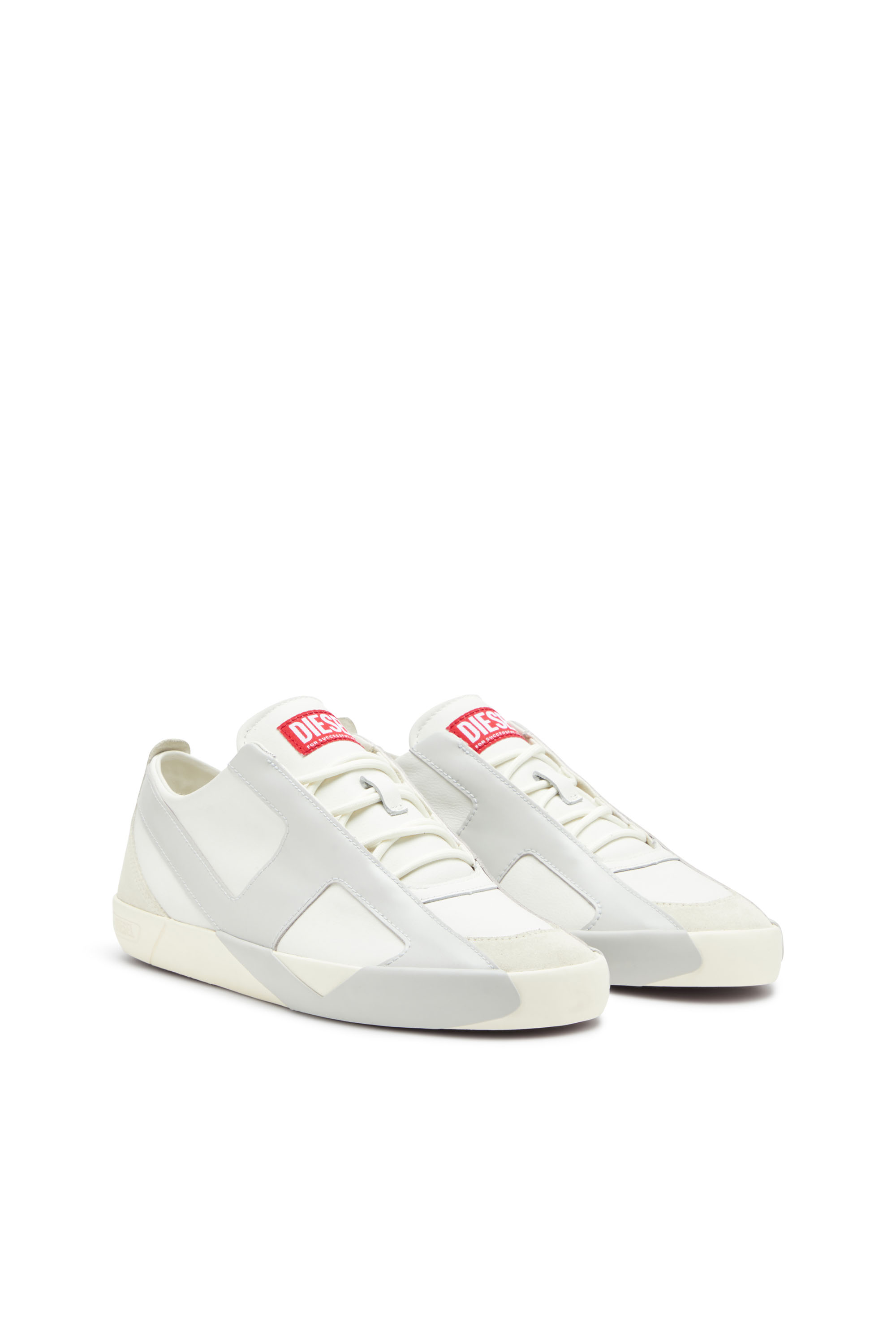 Diesel - S-SLANTE-D LOW, Man's S-Slante-D-Sneakers in suede and leather with D logo in White/Grey - 3