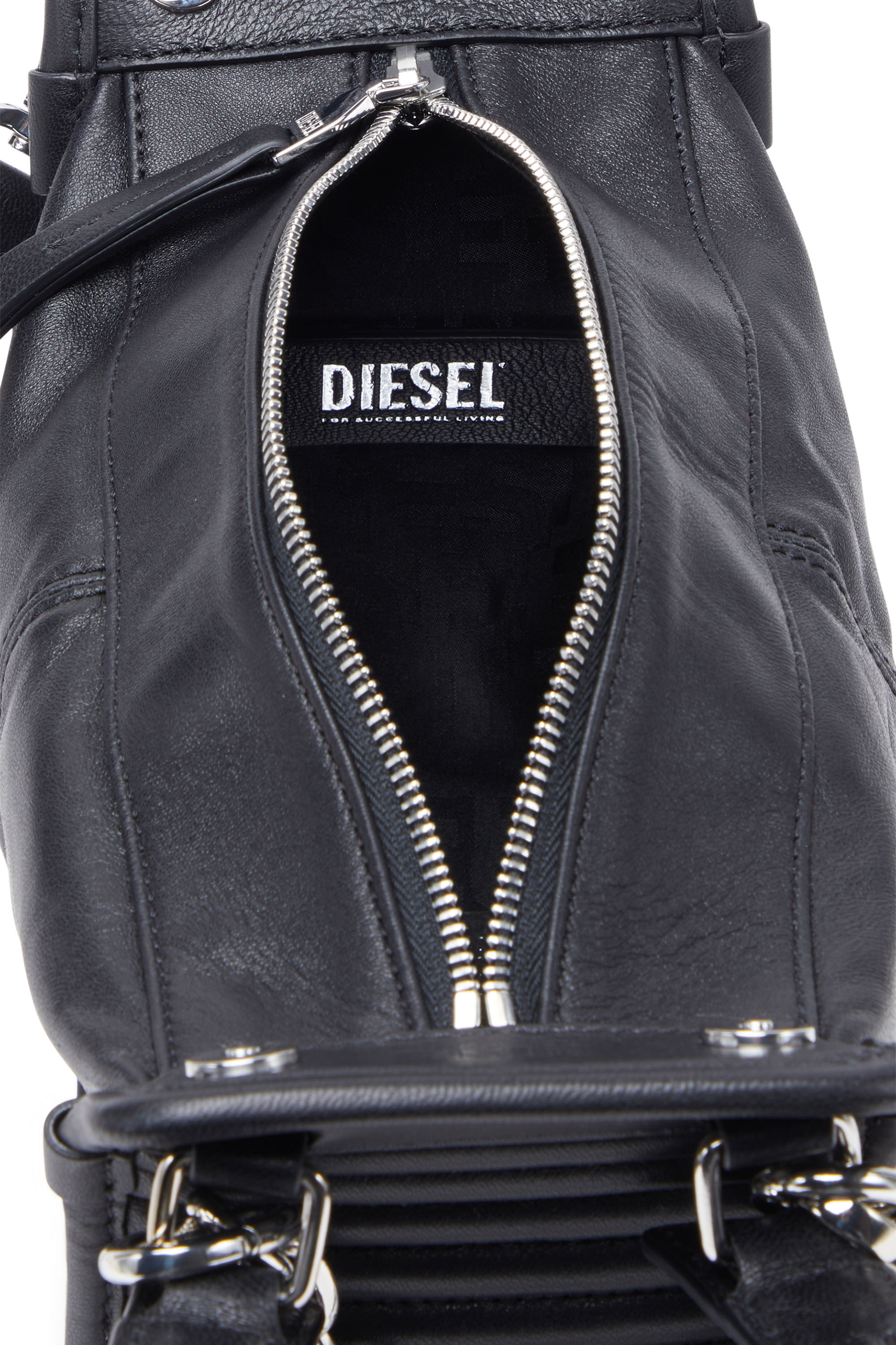 Diesel - D-VINA-RR XS, Woman's D-Vina-RR XS - Handbag in leather in Black - 4