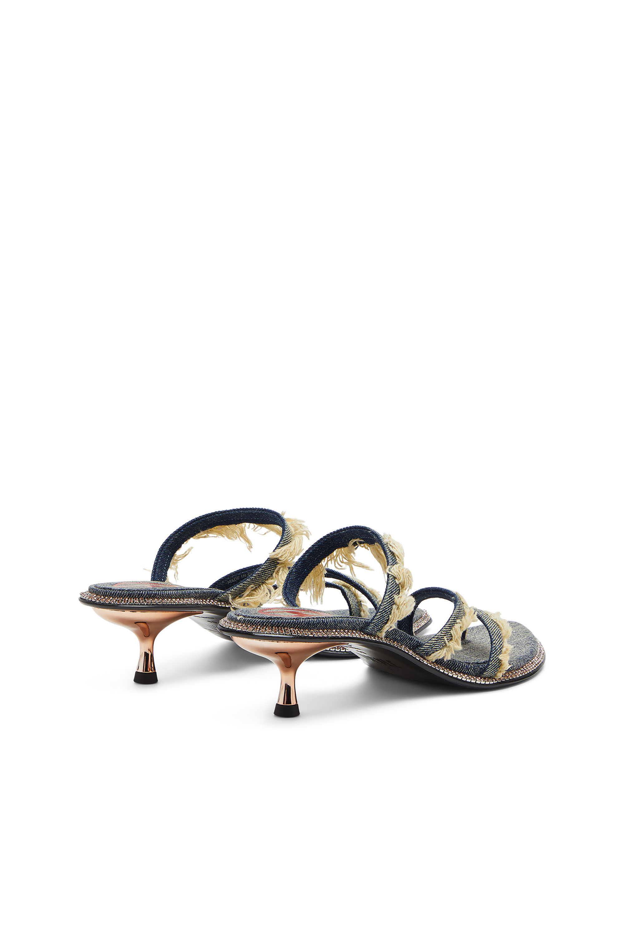 Diesel - D-HAVANNA KITTIE, Woman's D-Havanna Kittie-Frayed-denim mules with crystals in Blue - 4