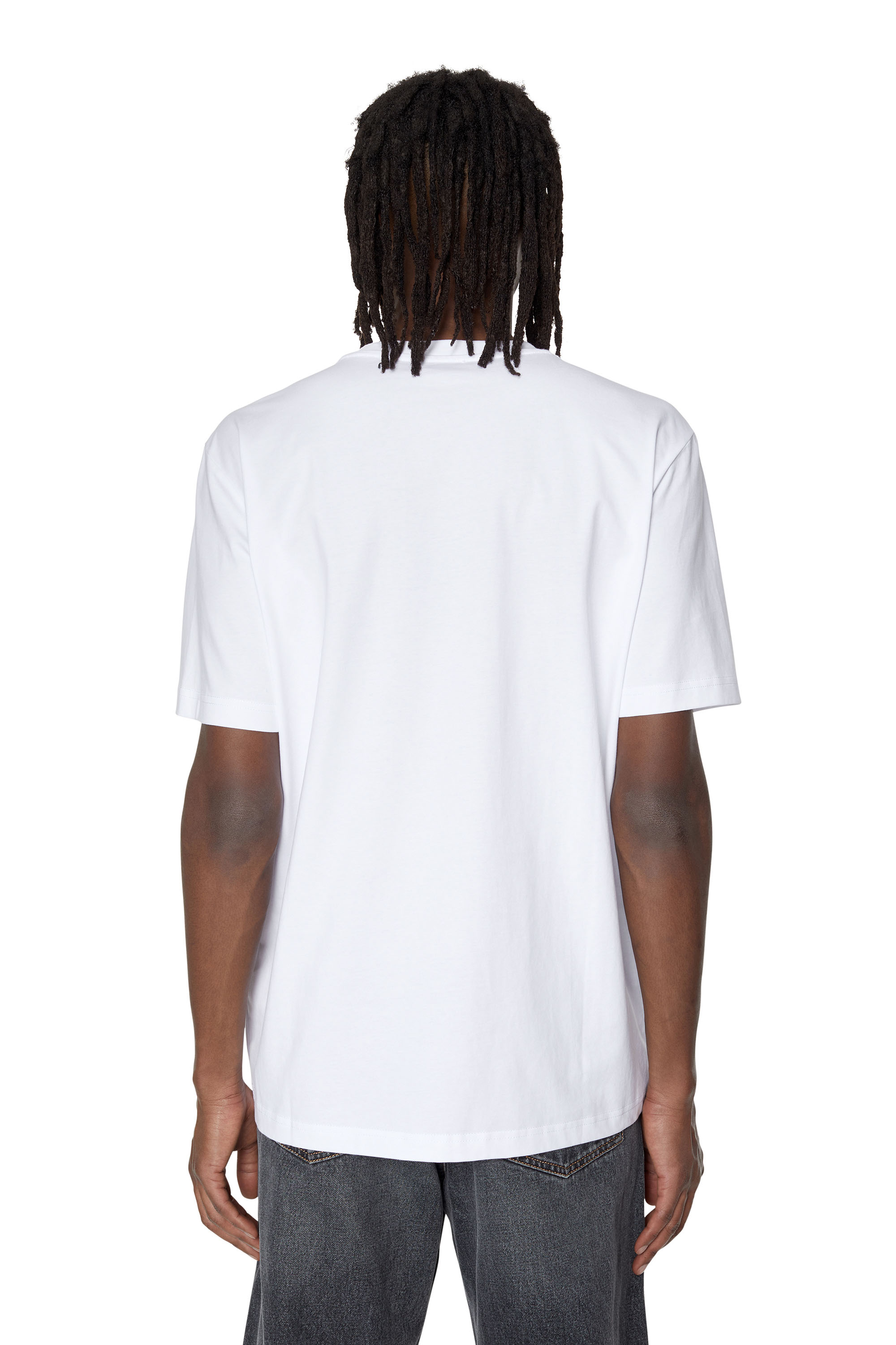 Diesel - T-JUST-MICRODIV, Man's T-shirt with micro-embroidered logo in White - 4