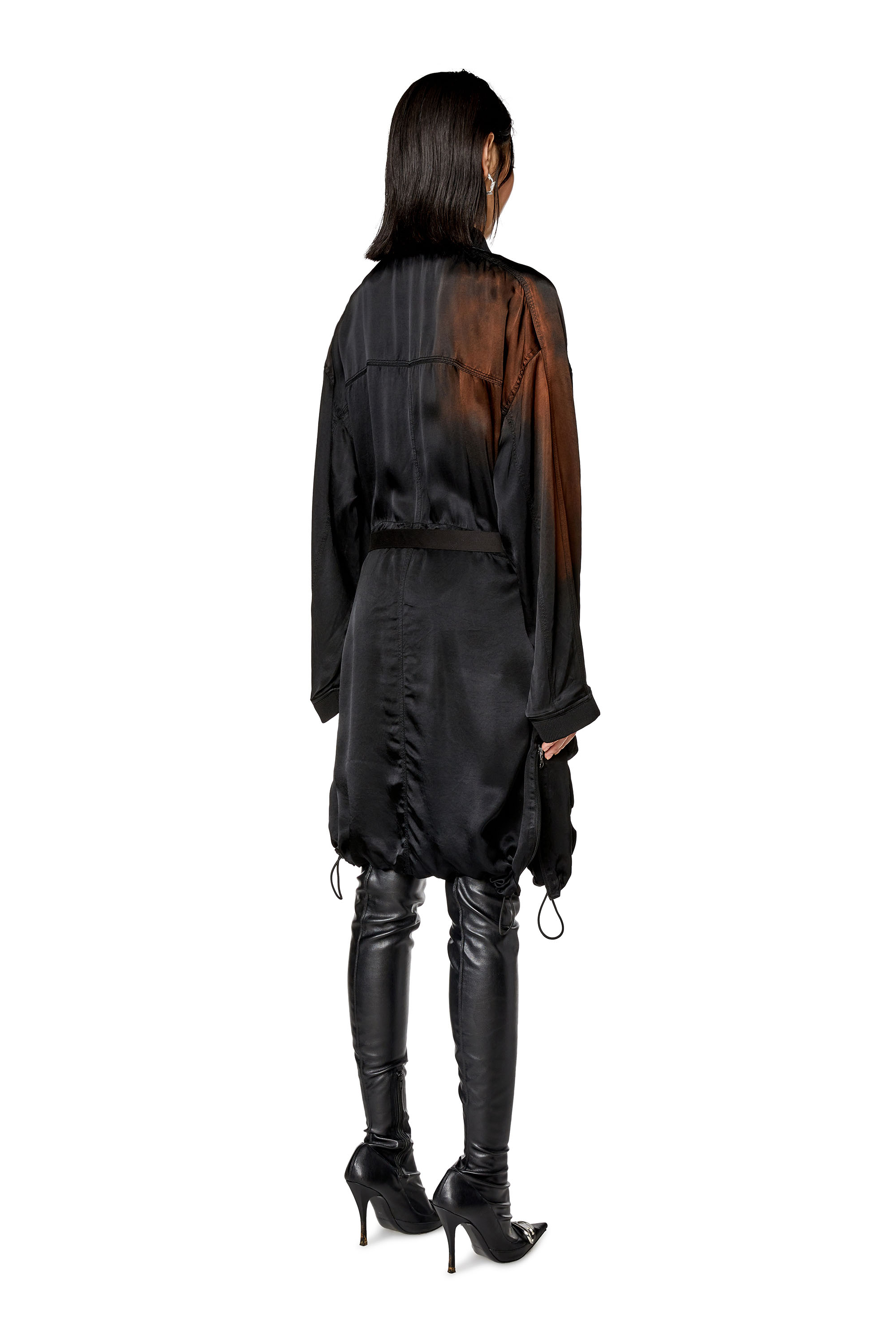 Diesel - D-SARAN, Woman's Dress in solarised satin in Black - 3